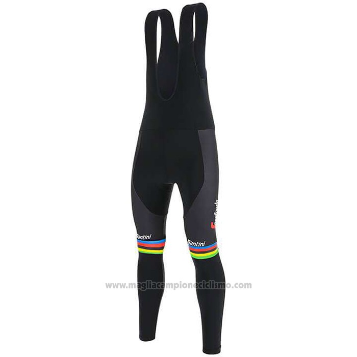 2020 Abbigliamento Ciclismo UCI Mondo Campione Trek Segafredo Nero Manica Lunga e Salopette